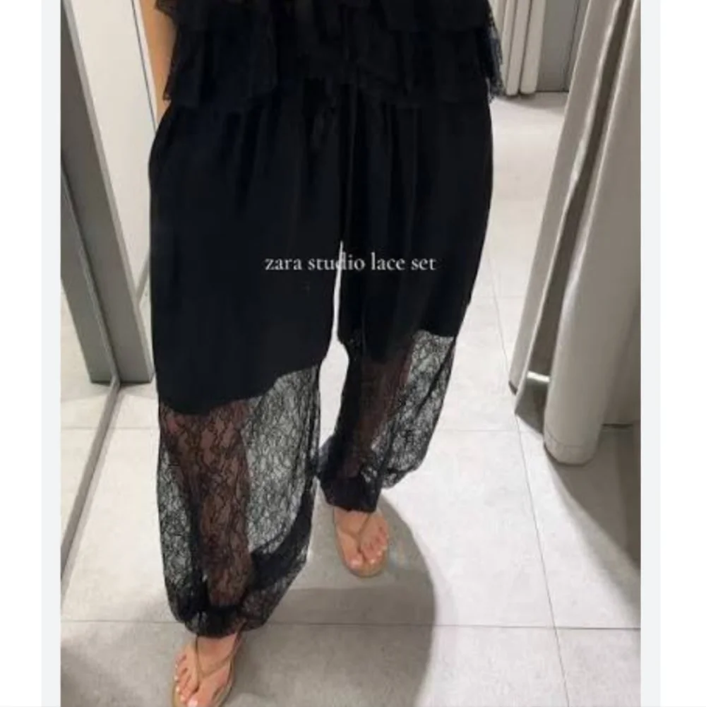 Zara Lace Balloon Pants Black Size S